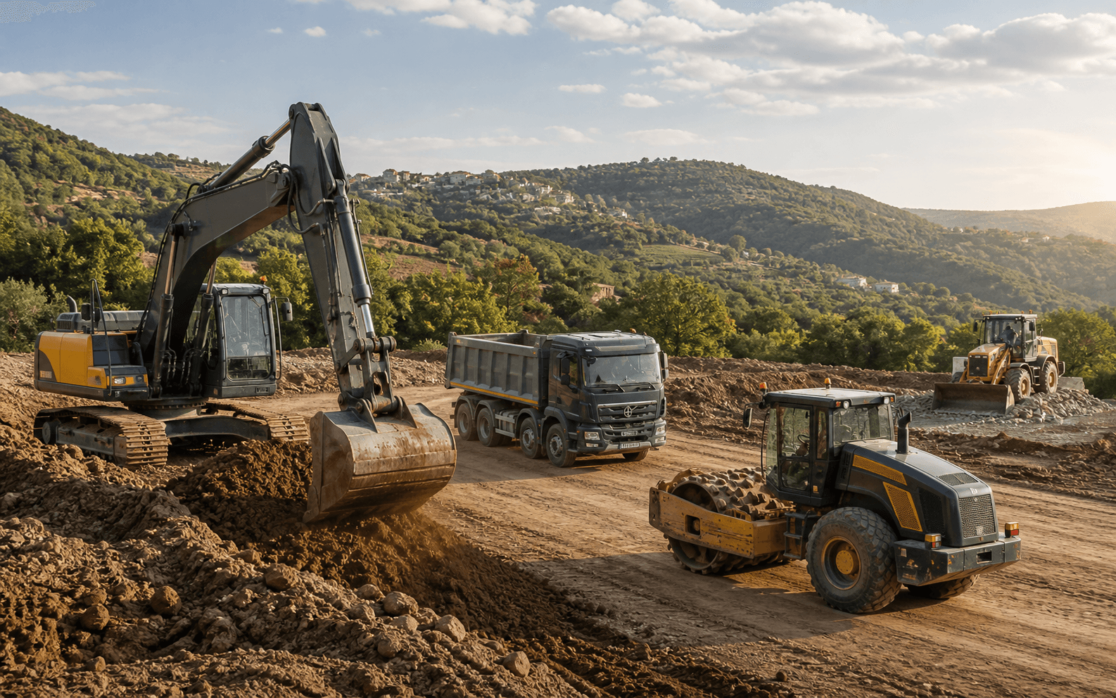 Mezzi da movimento terra al lavoro in Ciociaria